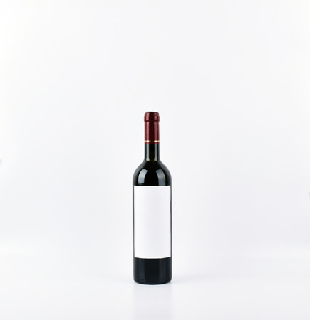 mockup wine bottle, isolated on white background with copy space, front view.の写真素材