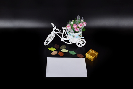 mockup objects isolated on black background with copy space, front viewの写真素材