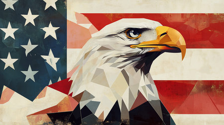 American eagle on the background of the American flag.