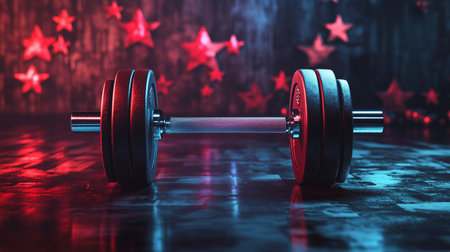 Dumbbells on a dark background. 3d rendering.の写真素材