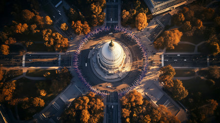 Capitol building in Washington DC, United States of America, aerial viewの写真素材