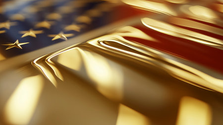 American flag in gold and red colors. 3d render illustration.の写真素材