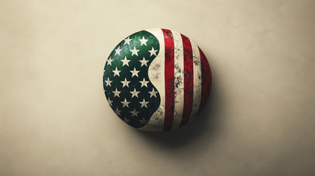 American flag ball on concrete background. 3D illustration. Vintage style.の写真素材