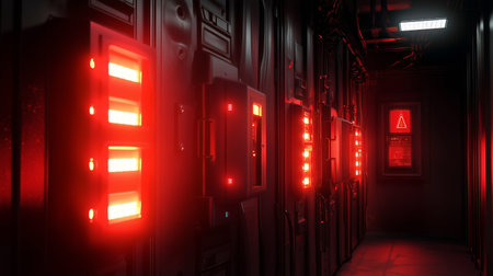 Server room data center. Backup, mining, hosting, mainframe and computer rack with storage...