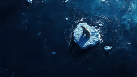 Polar bear on ice floe floating in the ocean. 3d renderingの写真素材