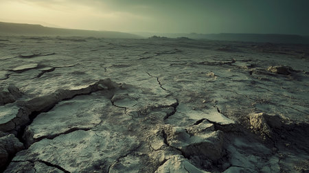 Dry cracked earth in the desert. Global warming, climate change conceptの写真素材