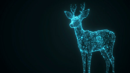 deer from points and lines on a dark background. vector illustrationの写真素材