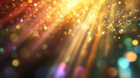 Colorful abstract background with bokeh defocused lights and starsの写真素材