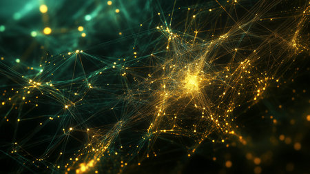 Abstract digital technology background. Network connection structure. 3D rendering.の写真素材