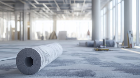 Work-In-Progress of Carpet Installation in a Spacious Modern Interiorの写真素材