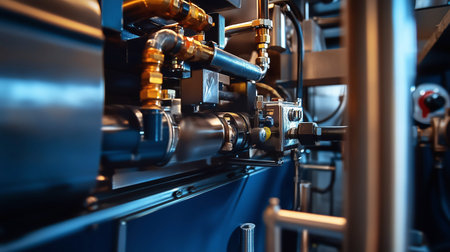 A detailed view of the internal components of an industrial system, showcasing intricate mechanical...