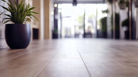Natural wood flooring in a bright, modern interior setting, accompanied by minimalist decor and...