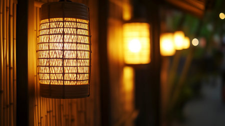Lantern in the restaurant. Bokeh of light.の写真素材