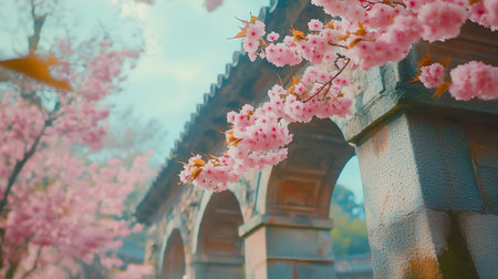 cherry blossom in spring time, vintage filter and soft focus
