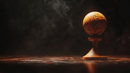 Wooden globe on dark background. 3D rendering. Selective focus.の写真素材