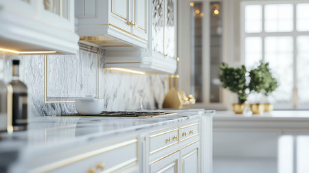 Modern white kitchen interior. 3d rendering mock up toned image