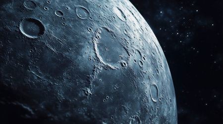 Moon in space. 3D renderingの写真素材