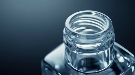 Close up of a bottle on a dark blue background.の写真素材