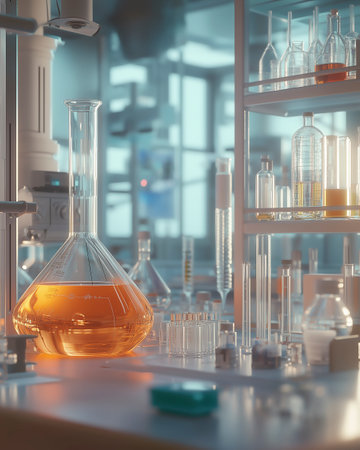 Cleanroom Environment with High-End Laboratory Glassware and Instrumentsの写真素材