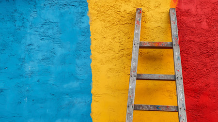 Ladder on the wall. Conceptual imageの写真素材