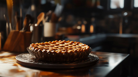 Tasty homemade pie on table in cafe, closeup. Delicious dessertの写真素材