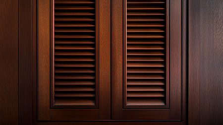 Close up of brown wooden window with blinds. 3d renderingの写真素材