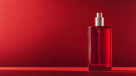 Perfume bottle mockup on red background. 3D renderingの写真素材