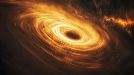 abstract fire spiral in space, computer generated abstract background, 3D renderingの写真素材