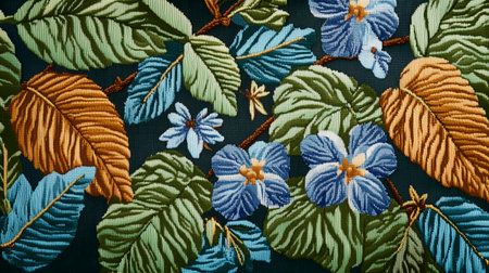 vintage style of tapestry flowers fabric pattern background - handmadeの写真素材