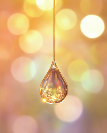 Water drop on bokeh background. 3d render illustration.の写真素材