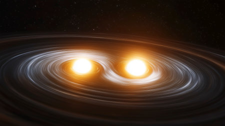 Burning candles in the shape of planets on a dark background.の写真素材