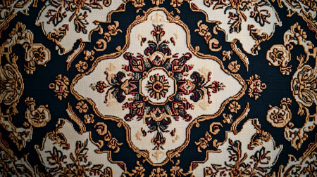 Texture, background, pattern. The fabric is dark blue with a paisley pattern.の写真素材