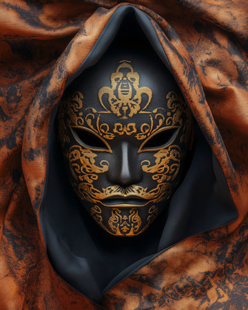 Venetian mask on the silk background. 3d illustration.の写真素材