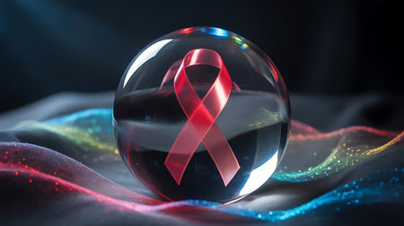 : Symbolic Artwork of Red Ribbon for World AIDS Dayの素材