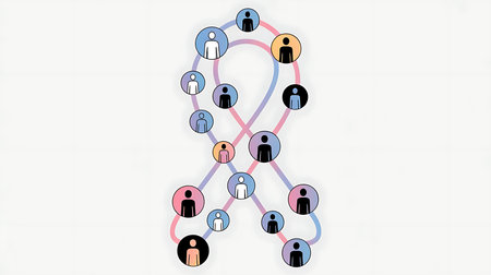 Group of people connected to each other as a symbol of social networkの素材