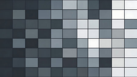 3d render of a square tile wall background in gray tones.の素材