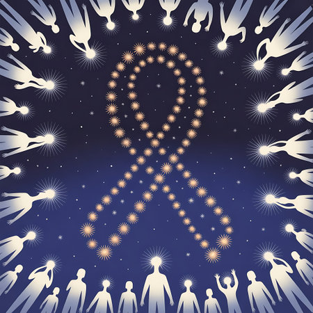 illustration of a ribbon in the shape of a symbol of awarenessの素材