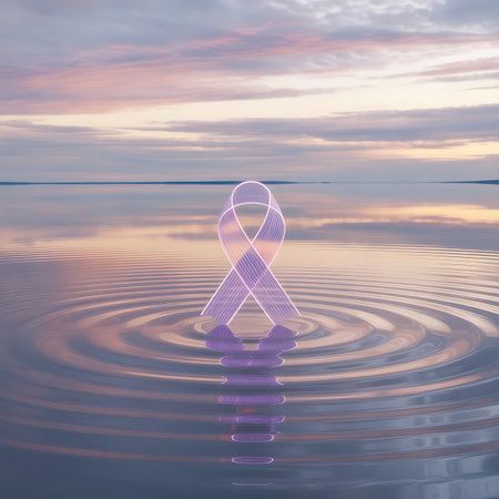 Breast Cancer Awareness Ribbon. 3D Render Illustration Design.の素材