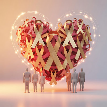 Heart with ribbons. World Breast Cancer Day concept. 3D renderingの素材