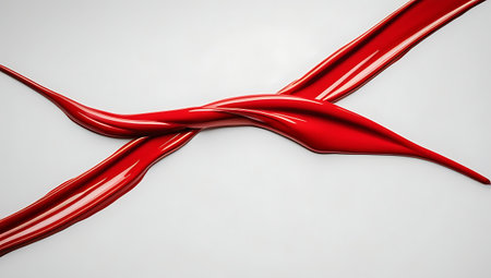 Red paint splashing on a white background. 3d rendering.の素材