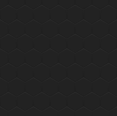 Black hexagons of leather, steel. Seamless texture. Technology seamless pattern.