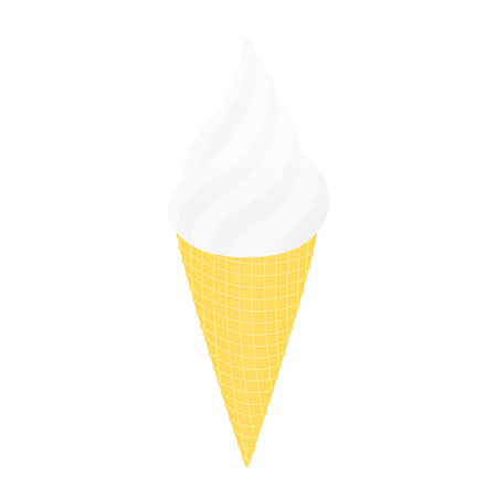 Ice cream in a conical cup. Isolated on white illustration.のイラスト素材
