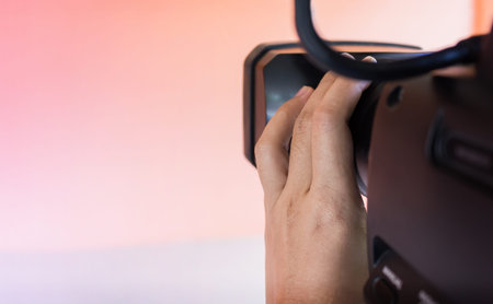 Recording video camera with hand taking in soft sweet colour for romantic background in concept...