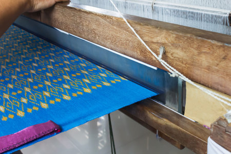 Silk domestic native weaving, handmade textileの写真素材