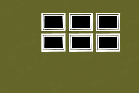 Six ventilator on green colour cement wall texture backgroundの写真素材