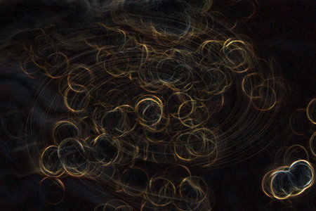 Abstract curve and round shape line spin to center on black background
