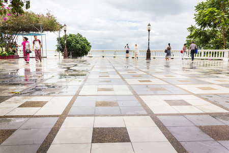 Doi Suthep Chiangmai,Thailand 2016 JUNE; Tourist relax on Doi Suthep or Suthep mountain temple at city top view point after rainingのeditorial素材