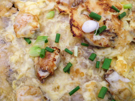 Fried oyster in corn flour and maize flour mix with eggsの写真素材