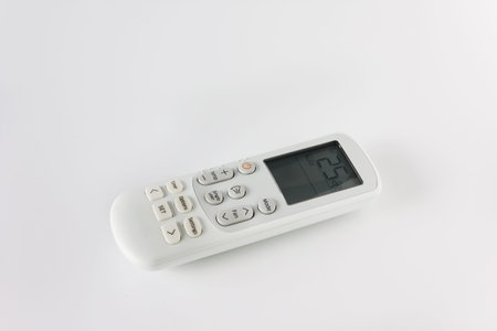 Air condioner remote controll, isolate remote-control on white, 25 celsius