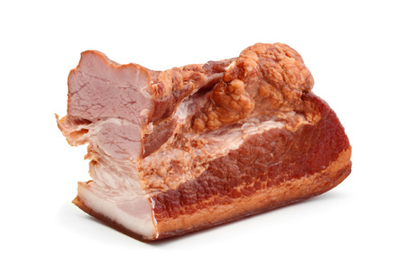 Piece of smoked brisket isolated on white backgroundの写真素材